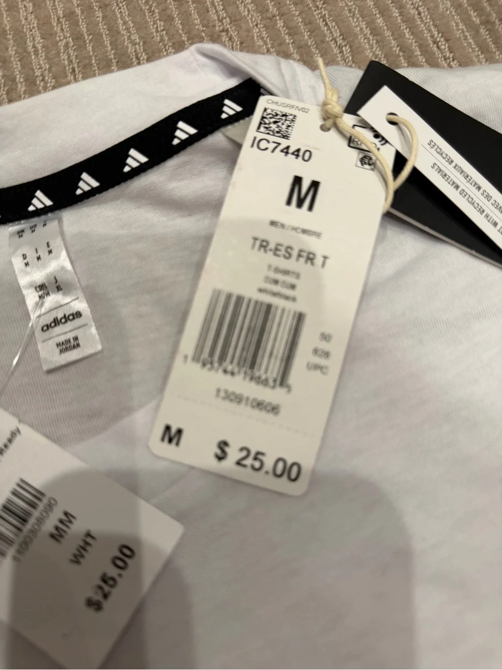 NWT Adidas Men's TR-ES White T-Shirt- size M